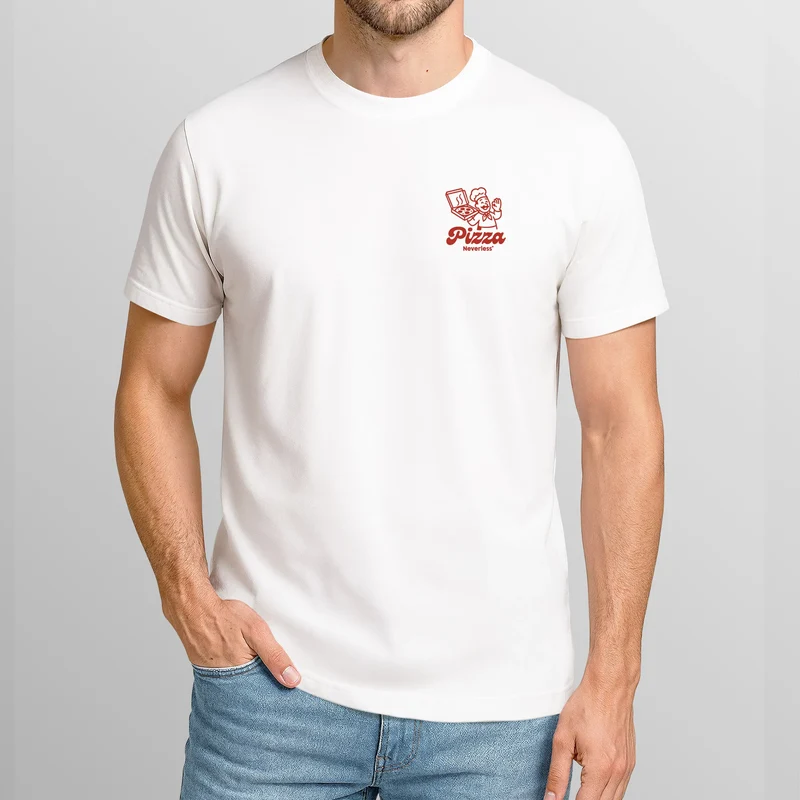 Herren T-Shirt Backprint Pizza Lovers Club Printshirt Grafikshirt Fashion Streetstyle Baumwolle
