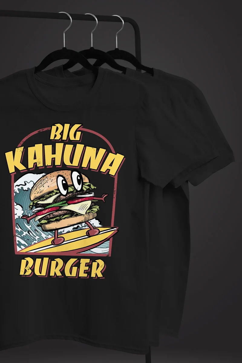 Herren T-Shirt Big Kahuna Burger Printshirt lustig Aufdruck Surfen Welle Film-Parodie Fashion Streetstyle