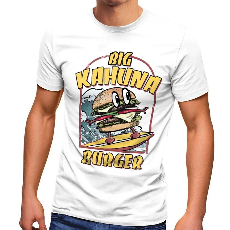 Herren T-Shirt Big Kahuna Burger Printshirt lustig Aufdruck Surfen Welle Film-Parodie Fashion Streetstyle