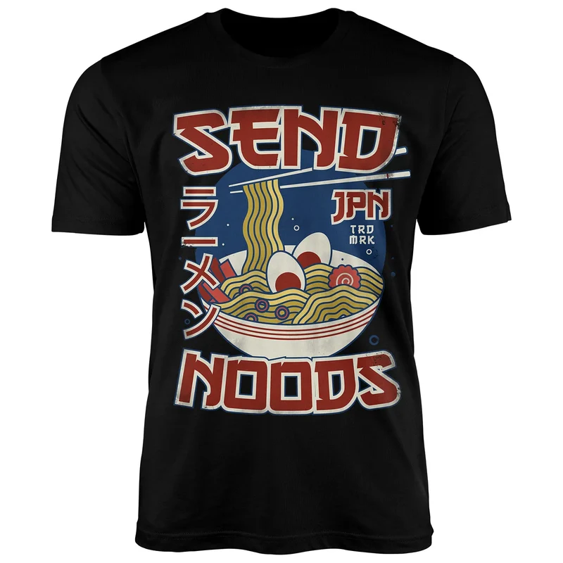 Herren T-Shirt Ramen Nudeln Japanisch Schrift Parodie Sent Noods Fashion Streetstyle
