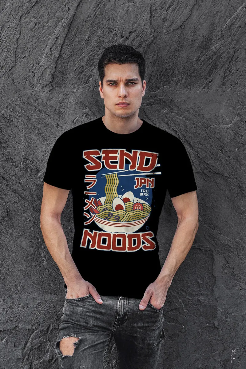 Herren T-Shirt Ramen Nudeln Japanisch Schrift Parodie Sent Noods Fashion Streetstyle