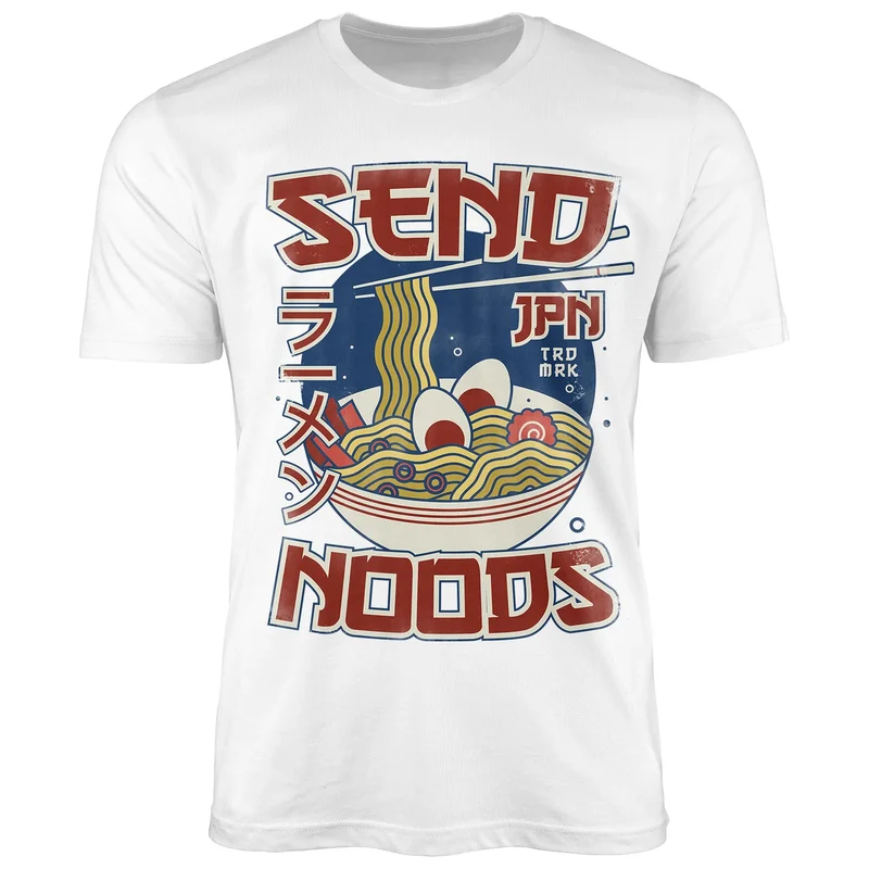 Herren T-Shirt Ramen Nudeln Japanisch Schrift Parodie Sent Noods Fashion Streetstyle