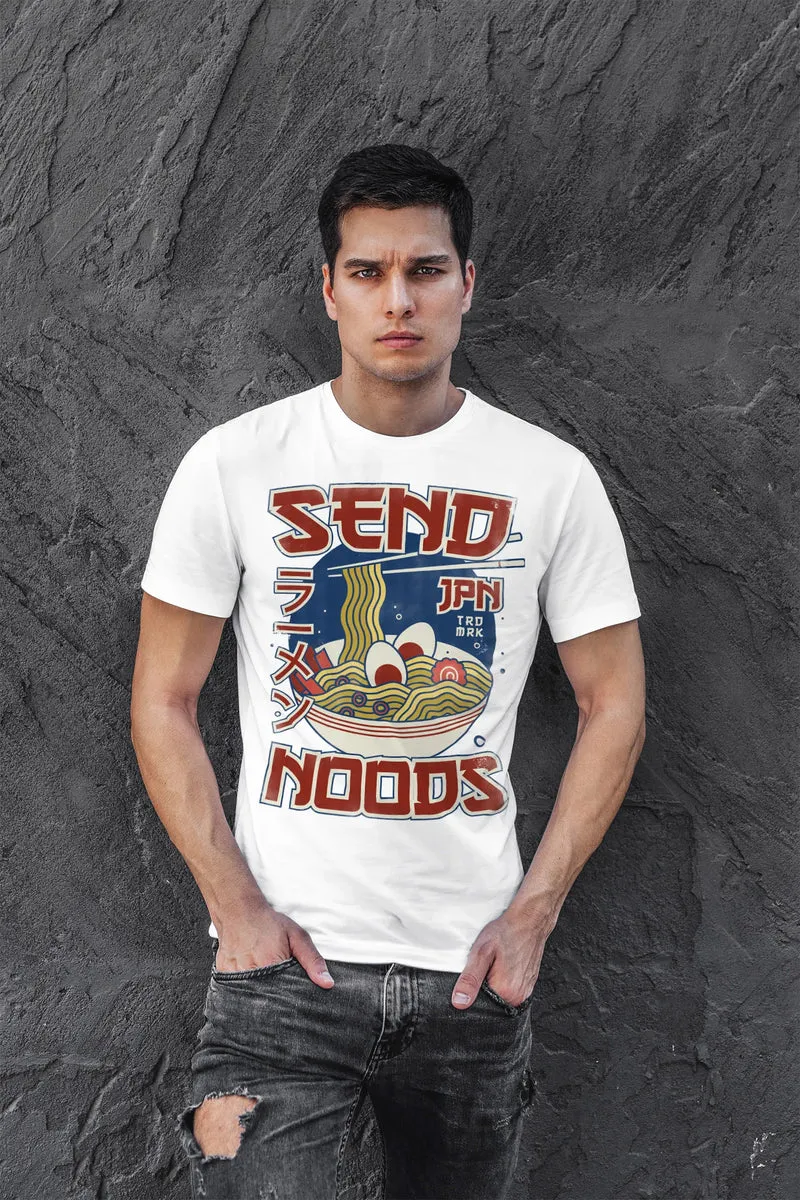 Herren T-Shirt Ramen Nudeln Japanisch Schrift Parodie Sent Noods Fashion Streetstyle