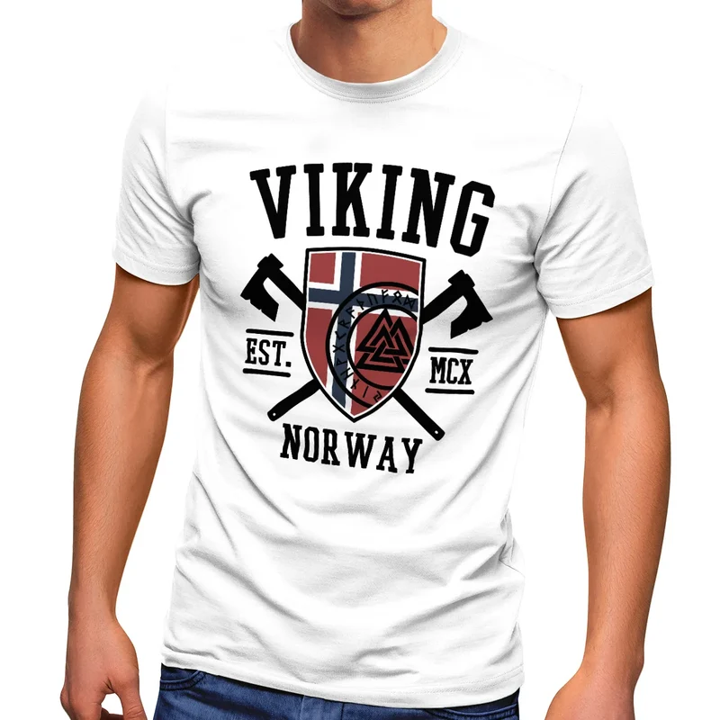 Herren T-Shirt Viking Norway Norwegen Flagge Wikinger nordisch Fashion Streetstyle