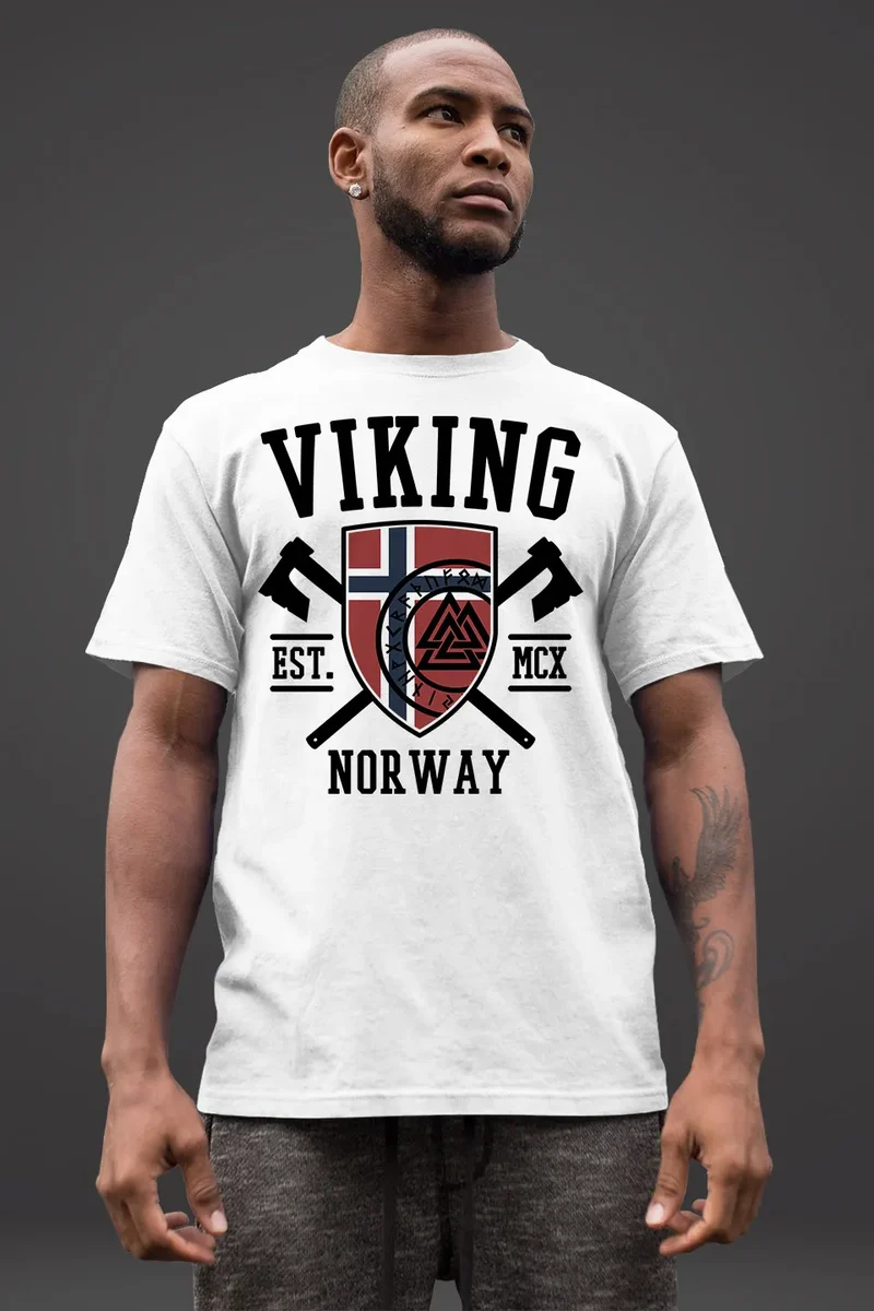 Herren T-Shirt Viking Norway Norwegen Flagge Wikinger nordisch Fashion Streetstyle