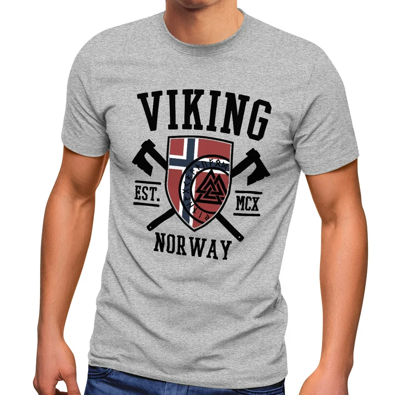 Herren T-Shirt Viking Norway Norwegen Flagge Wikinger nordisch Fashion Streetstyle