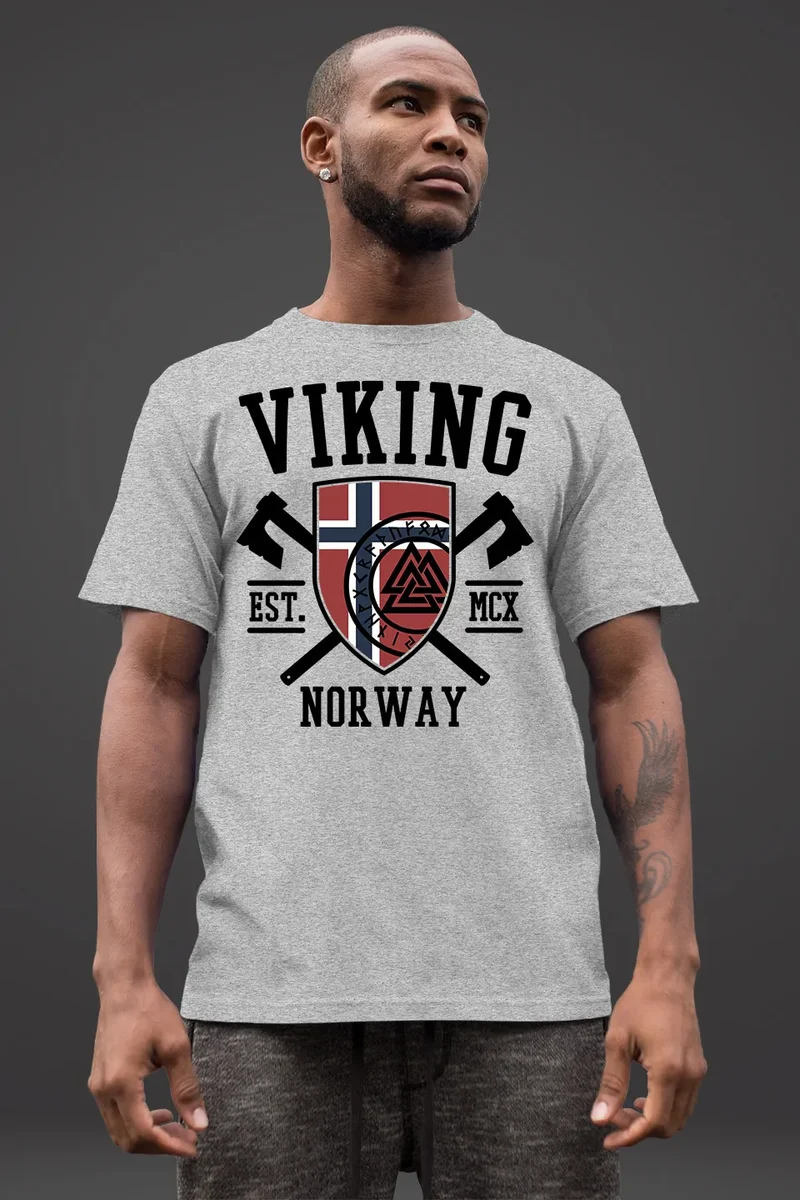 Herren T-Shirt Viking Norway Norwegen Flagge Wikinger nordisch Fashion Streetstyle