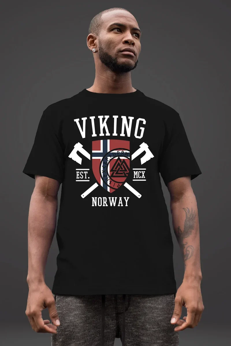 Herren T-Shirt Viking Norway Norwegen Flagge Wikinger nordisch Fashion Streetstyle