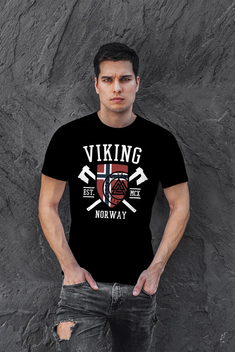 Herren T-Shirt Viking Norway Norwegen Flagge Wikinger nordisch Fashion Streetstyle
