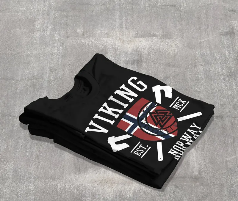 Herren T-Shirt Viking Norway Norwegen Flagge Wikinger nordisch Fashion Streetstyle