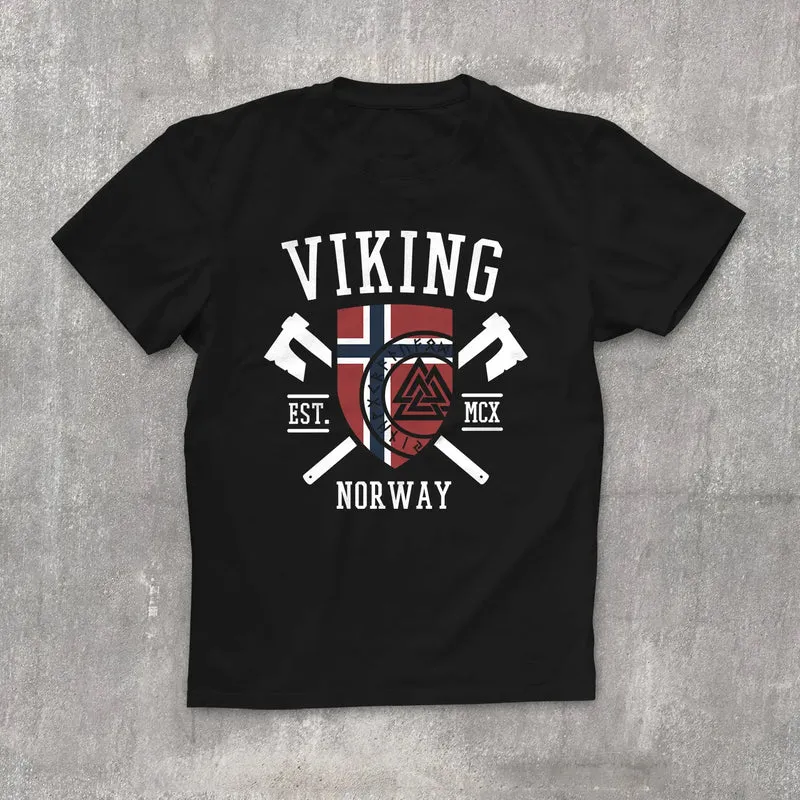 Herren T-Shirt Viking Norway Norwegen Flagge Wikinger nordisch Fashion Streetstyle
