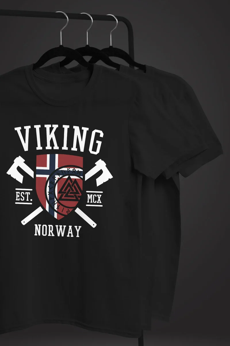 Herren T-Shirt Viking Norway Norwegen Flagge Wikinger nordisch Fashion Streetstyle