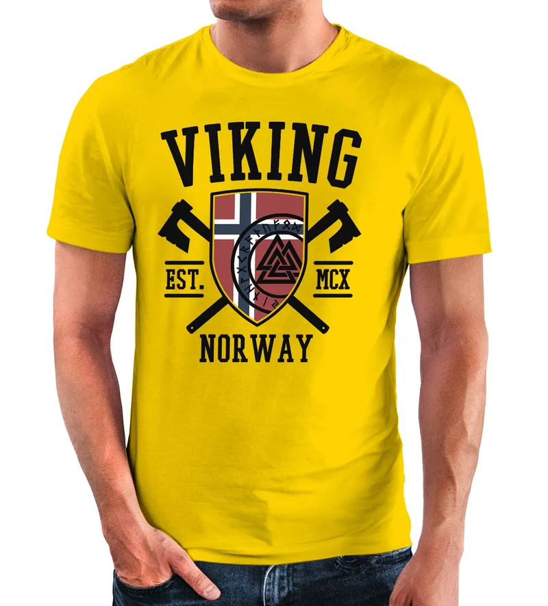 Herren T-Shirt Viking Norway Norwegen Flagge Wikinger nordisch Fashion Streetstyle