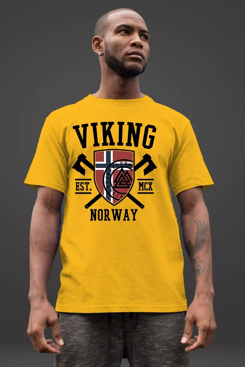 Herren T-Shirt Viking Norway Norwegen Flagge Wikinger nordisch Fashion Streetstyle