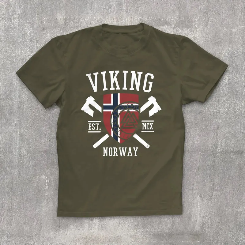Herren T-Shirt Viking Norway Norwegen Flagge Wikinger nordisch Fashion Streetstyle