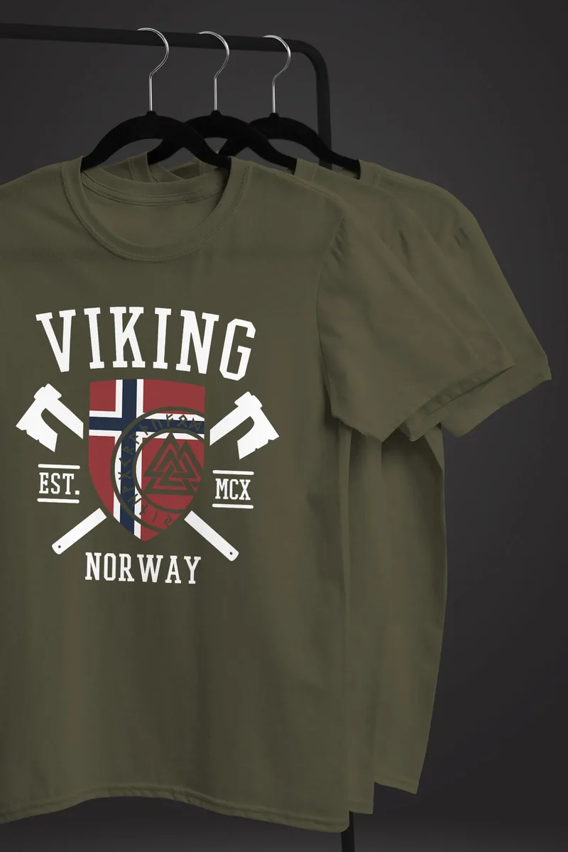 Herren T-Shirt Viking Norway Norwegen Flagge Wikinger nordisch Fashion Streetstyle