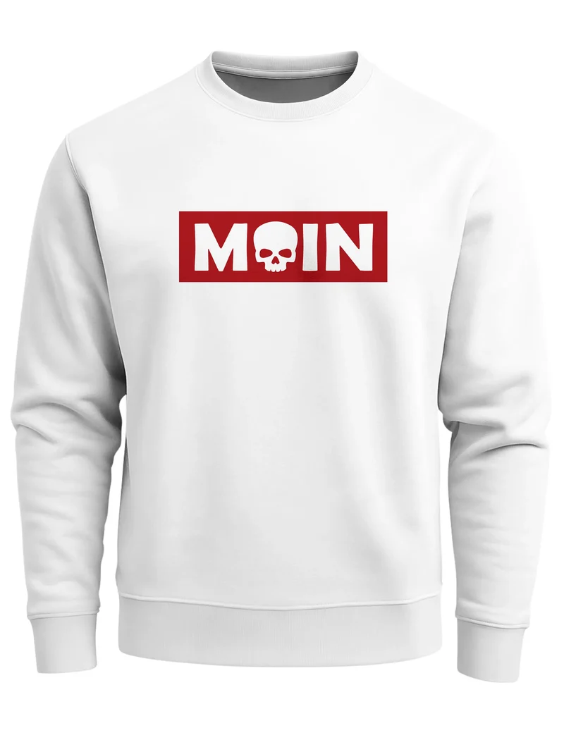 Sweatshirt Herren Moin Skull Totenkopf Aufdruck Nordisch Print Parodie Rundhals-Pullover Fashion Streetwear