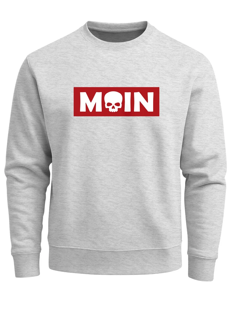 Sweatshirt Herren Moin Skull Totenkopf Aufdruck Nordisch Print Parodie Rundhals-Pullover Fashion Streetwear