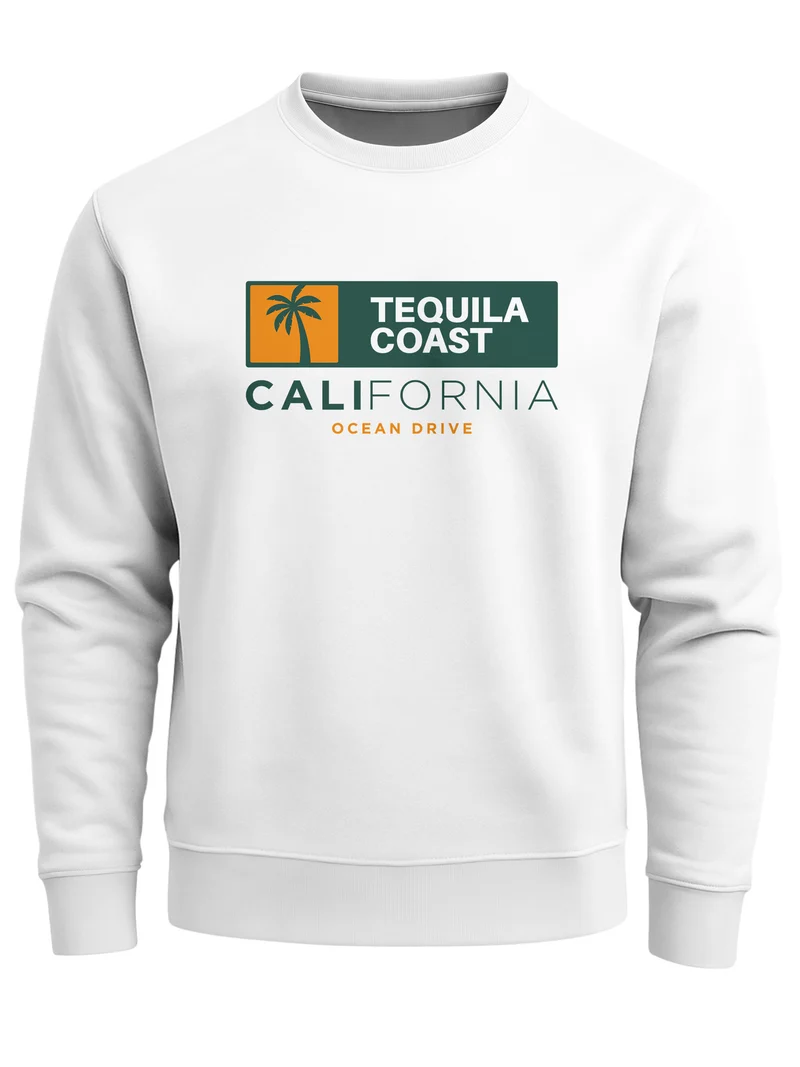 Sweatshirt Herren Print California USA Tequila Coast Aufdruck Rundhals-Pullover Fashion Streetwear