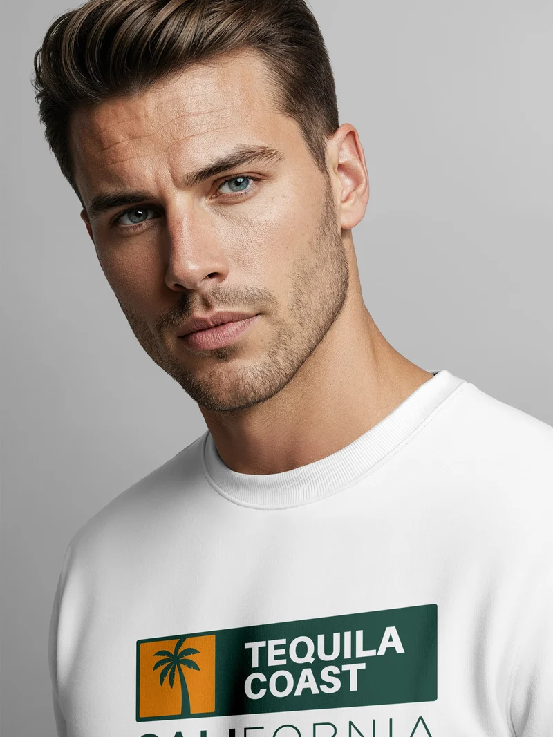 Sweatshirt Herren Print California USA Tequila Coast Aufdruck Rundhals-Pullover Fashion Streetwear