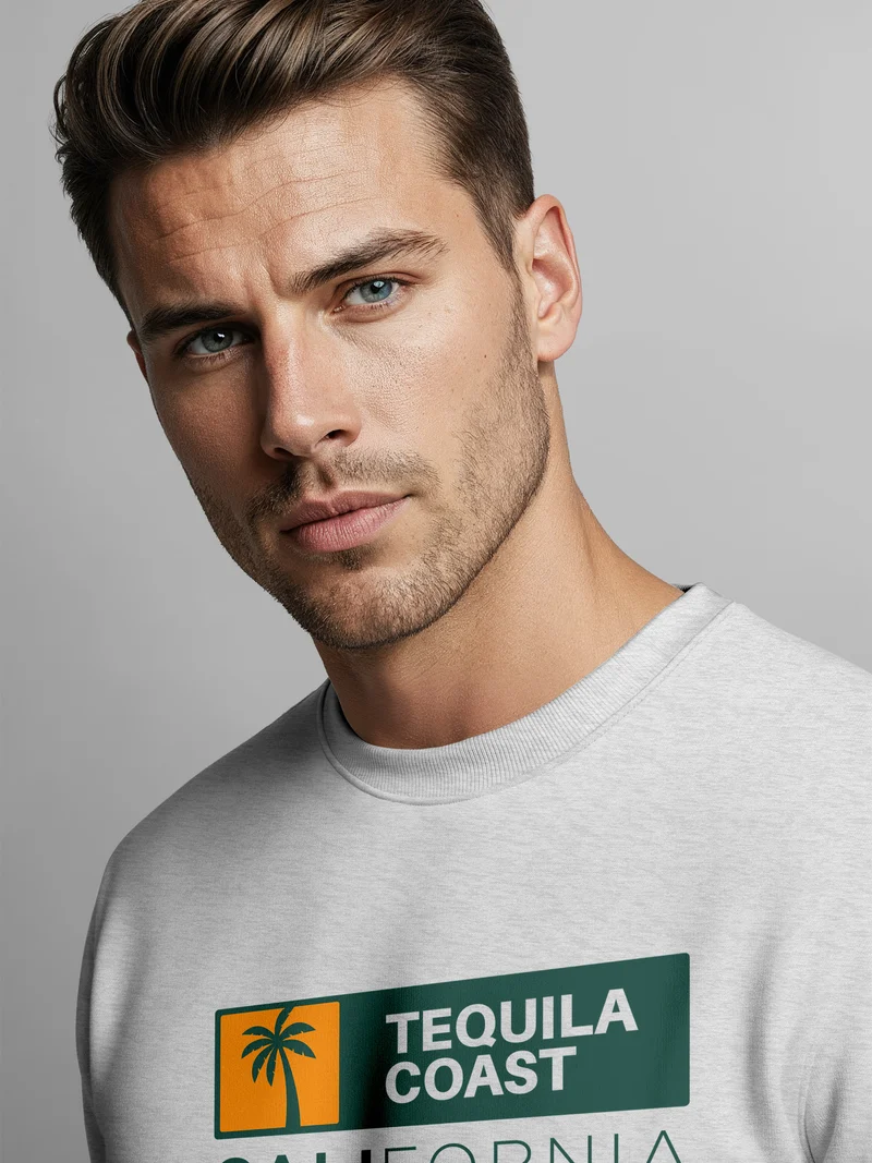 Sweatshirt Herren Print California USA Tequila Coast Aufdruck Rundhals-Pullover Fashion Streetwear