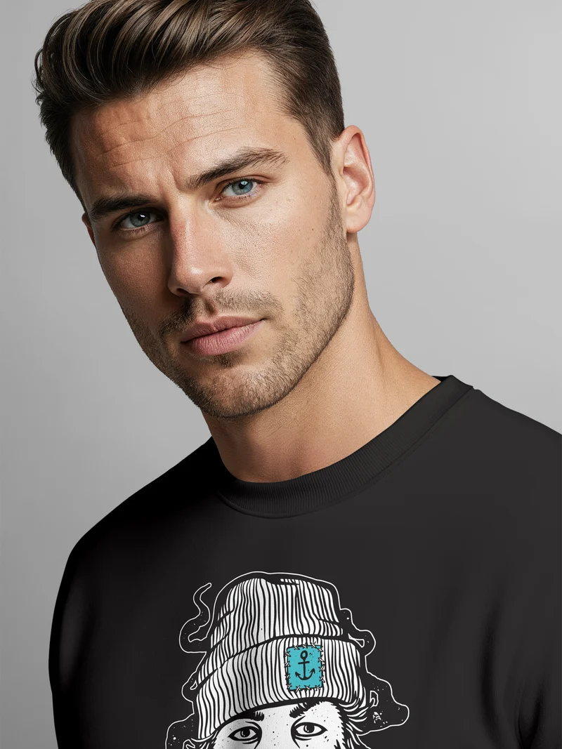 Sweatshirt Herren Moin Kapitän Bart Anker Nordisch Hamburg Rundhals-Pullover Fashion Streetwear