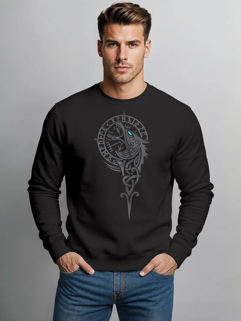 Sweatshirt Herren Odin Ragnar Gott Nordisch Runen Valhalla Wikinger Nordmänner Pullover