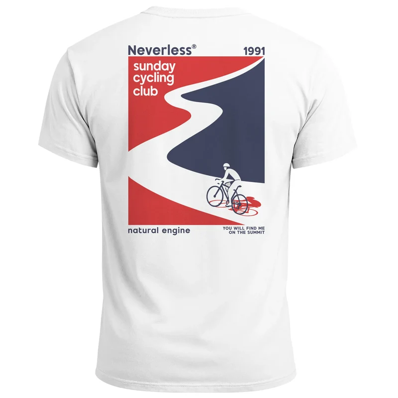 Herren T-Shirt Backprint Fahrrad Bike Printshirt Sunday Cycling Club Sommer Fashion Männer Streetstyle