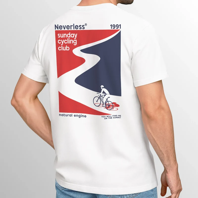 Herren T-Shirt Backprint Fahrrad Bike Printshirt Sunday Cycling Club Sommer Fashion Männer Streetstyle