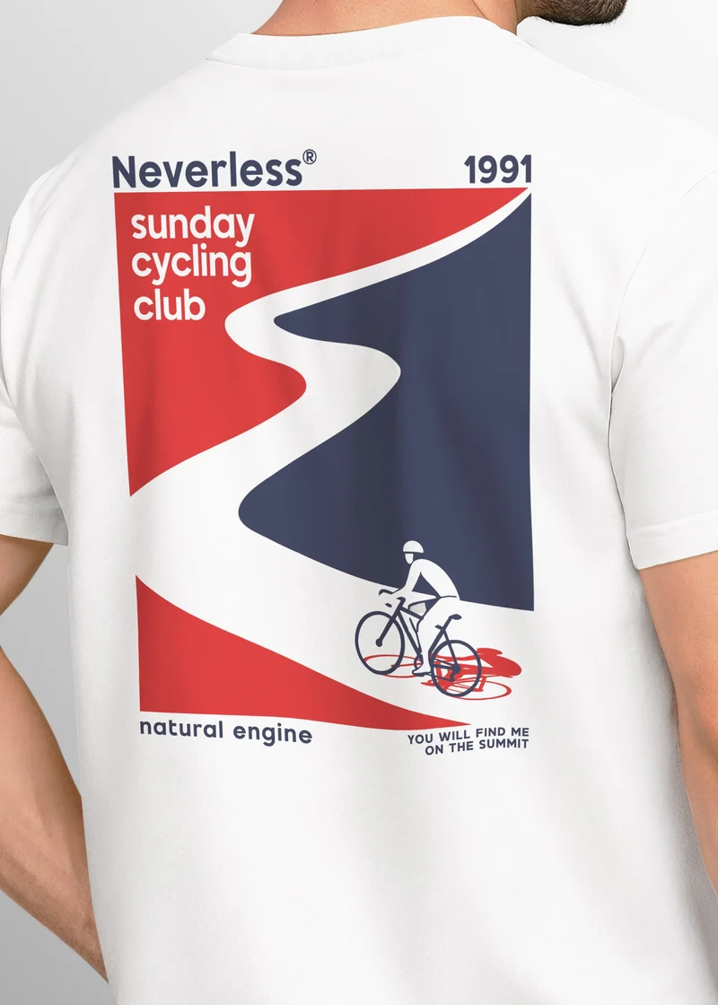 Herren T-Shirt Backprint Fahrrad Bike Printshirt Sunday Cycling Club Sommer Fashion Männer Streetstyle