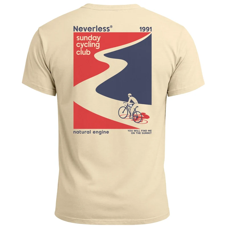 Herren T-Shirt Backprint Fahrrad Bike Printshirt Sunday Cycling Club Sommer Fashion Männer Streetstyle