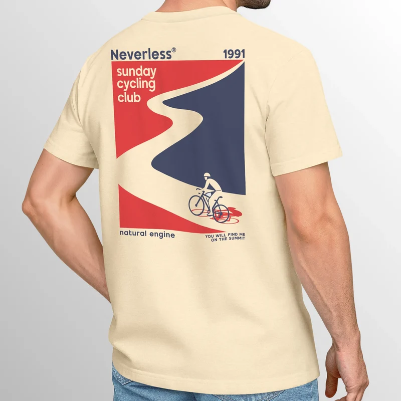 Herren T-Shirt Backprint Fahrrad Bike Printshirt Sunday Cycling Club Sommer Fashion Männer Streetstyle