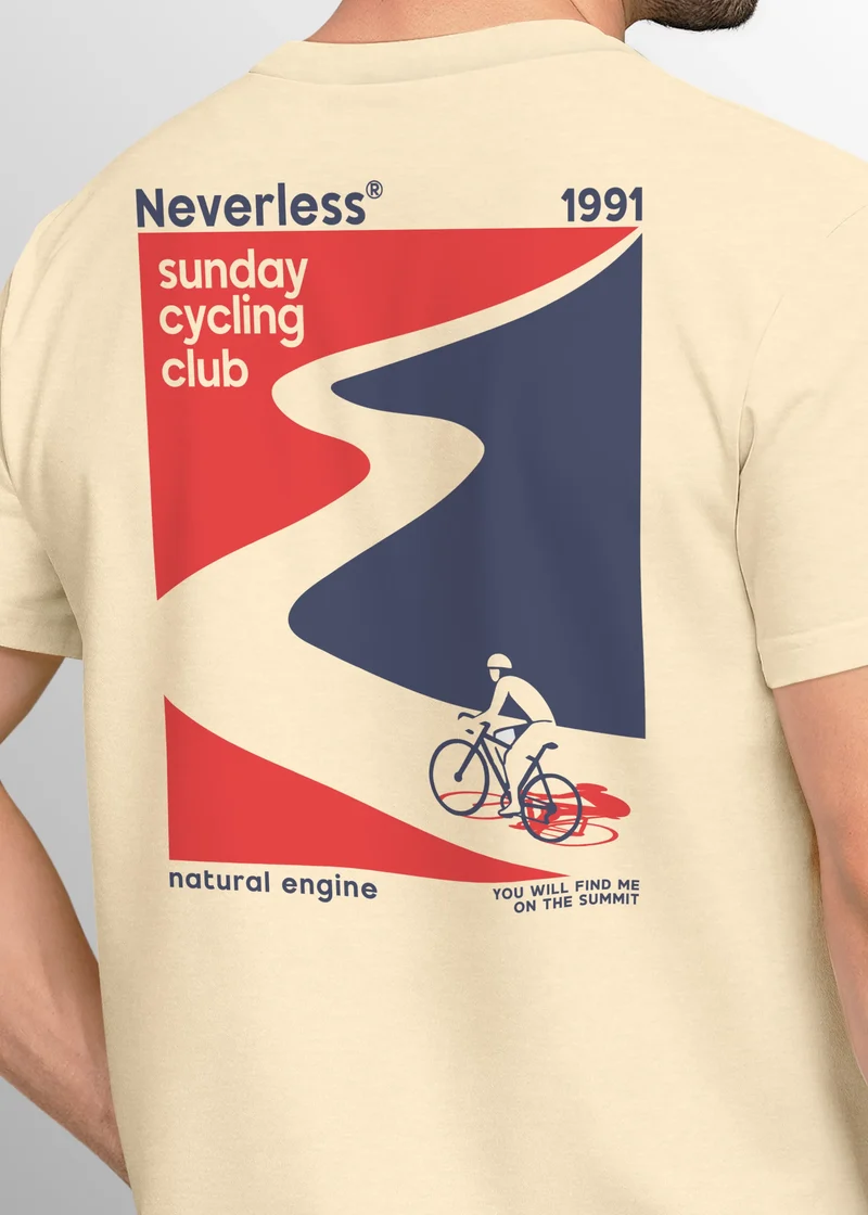 Herren T-Shirt Backprint Fahrrad Bike Printshirt Sunday Cycling Club Sommer Fashion Männer Streetstyle