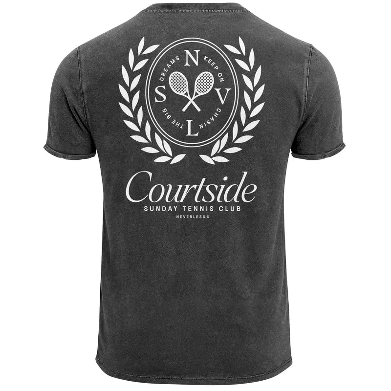 Herren Vintage T-Shirt Backprint Tennis Club Aufdruck Grafikshirt Sport Printshirt T-Shirt Aufdruck Used Look