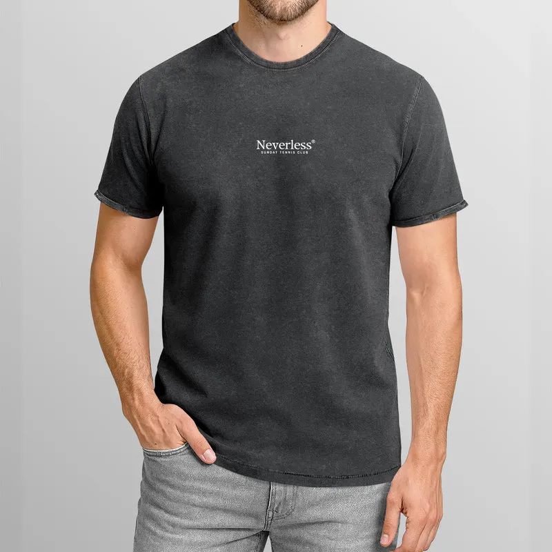 Herren Vintage T-Shirt Backprint Tennis Club Aufdruck Grafikshirt Sport Printshirt T-Shirt Aufdruck Used Look