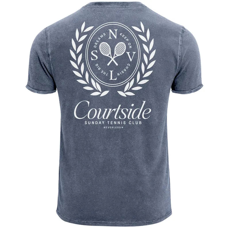 Herren Vintage T-Shirt Backprint Tennis Club Aufdruck Grafikshirt Sport Printshirt T-Shirt Aufdruck Used Look