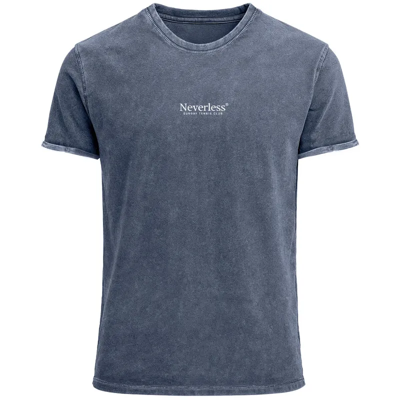 Herren Vintage T-Shirt Backprint Tennis Club Aufdruck Grafikshirt Sport Printshirt T-Shirt Aufdruck Used Look