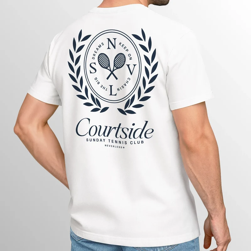 Herren T-Shirt Backprint Tennis Club Aufdruck Grafikshirt Sport Printshirt Fashion Streetstyle