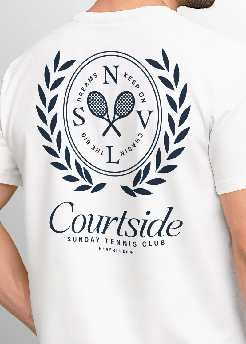 Herren T-Shirt Backprint Tennis Club Aufdruck Grafikshirt Sport Printshirt Fashion Streetstyle