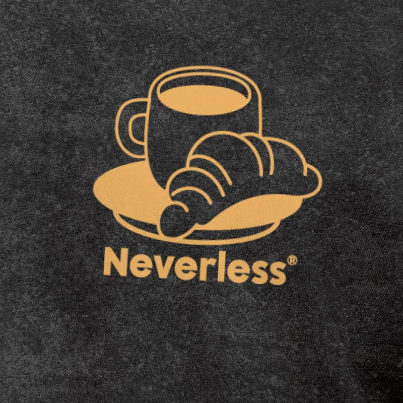 Herren Vintage T-Shirt Backprint Printshirt Baumwolle Aufdruck Coffee Croissants Used Look Fashion für Männer