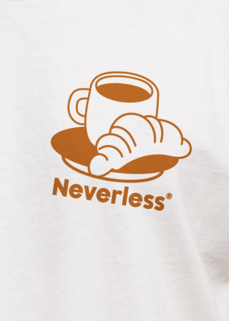 Herren T-Shirt Backprint Grafikshirt Rückendruck Coffee Croissant Kaffeeliebhaber Fashion Streetstyle