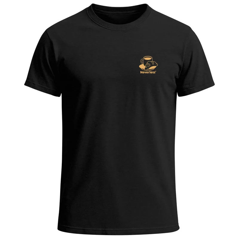 Herren T-Shirt Backprint Grafikshirt Rückendruck Coffee Croissant Kaffeeliebhaber Fashion Streetstyle