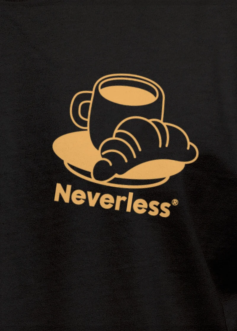 Herren T-Shirt Backprint Grafikshirt Rückendruck Coffee Croissant Kaffeeliebhaber Fashion Streetstyle