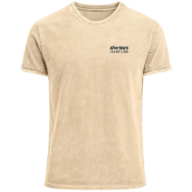 Herren Vintage T-Shirt Backprint Printshirt Baumwolle After Work Social Club Grafik Aufdruck Used Look Fashion Männer