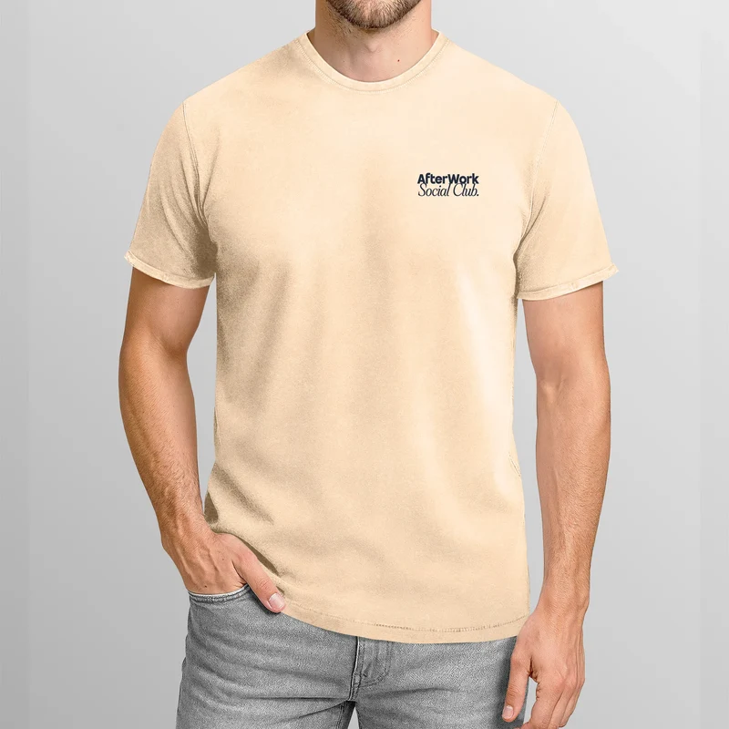Herren Vintage T-Shirt Backprint Printshirt Baumwolle After Work Social Club Grafik Aufdruck Used Look Fashion Männer