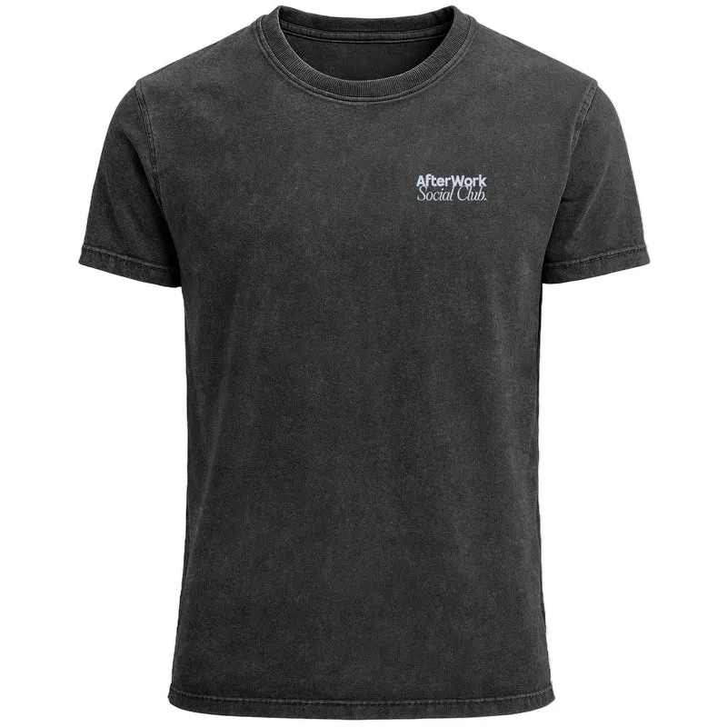 Herren Vintage T-Shirt Backprint Printshirt Baumwolle After Work Social Club Grafik Aufdruck Used Look Fashion Männer