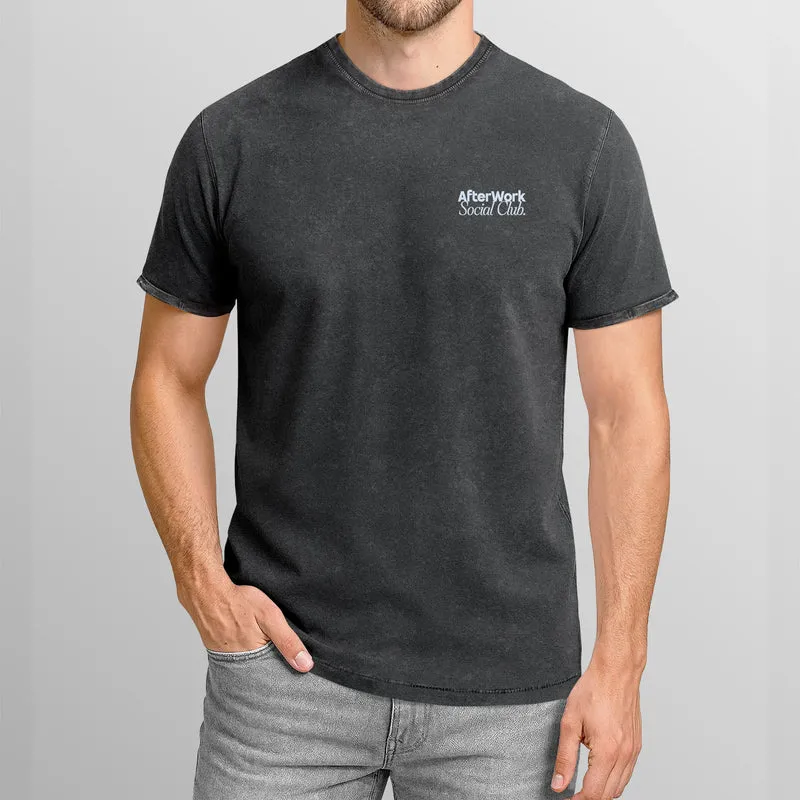 Herren Vintage T-Shirt Backprint Printshirt Baumwolle After Work Social Club Grafik Aufdruck Used Look Fashion Männer