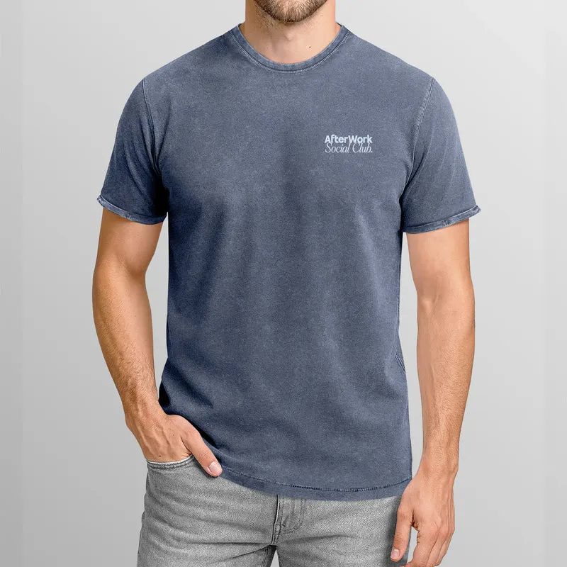 Herren Vintage T-Shirt Backprint Printshirt Baumwolle After Work Social Club Grafik Aufdruck Used Look Fashion Männer