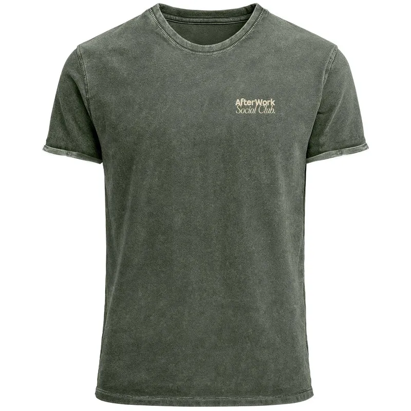 Herren Vintage T-Shirt Backprint Printshirt Baumwolle After Work Social Club Grafik Aufdruck Used Look Fashion Männer