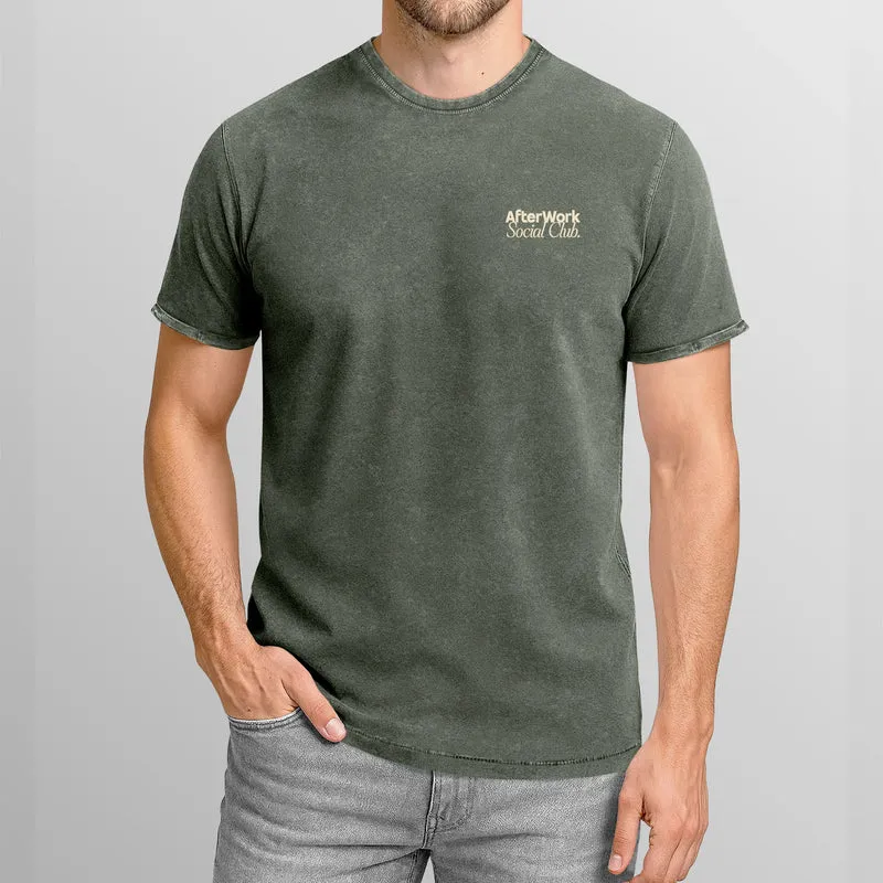 Herren Vintage T-Shirt Backprint Printshirt Baumwolle After Work Social Club Grafik Aufdruck Used Look Fashion Männer